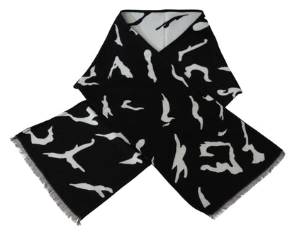 Givenchy Elegant Unisex Wool-Silk Scarf in Black & White - PER.FASHION