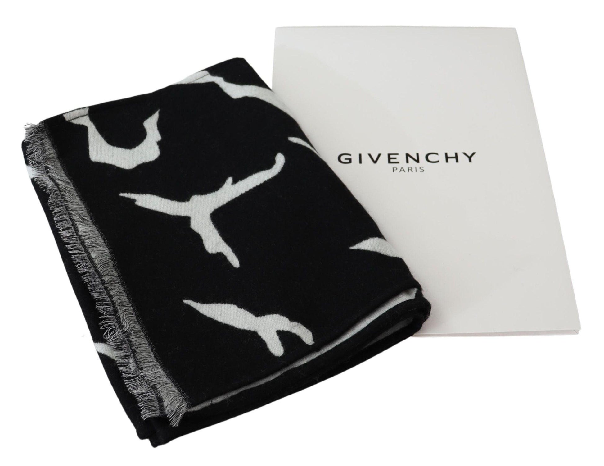 Givenchy Elegant Unisex Wool-Silk Scarf in Black & White - PER.FASHION