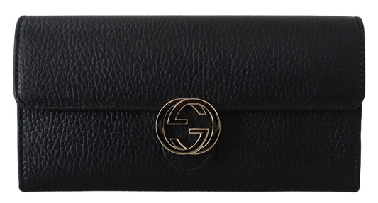 Gucci Elegant Black Leather Wallet with GG Snap Closure - PER.FASHION