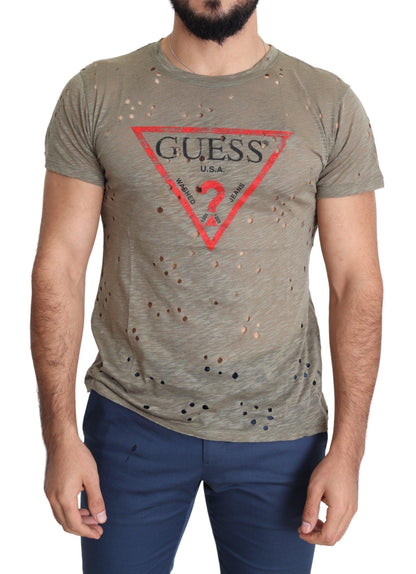 Guess Chic Brown Cotton Stretch Tee - PER.FASHION