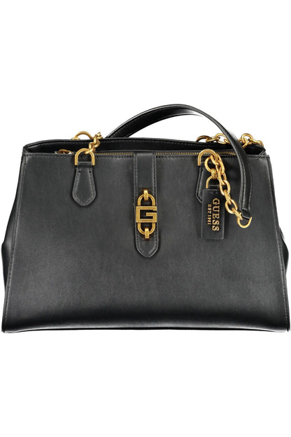 Guess Jeans Chic Black Polyurethane Satchel with Contrasting Details - PER.FASHION