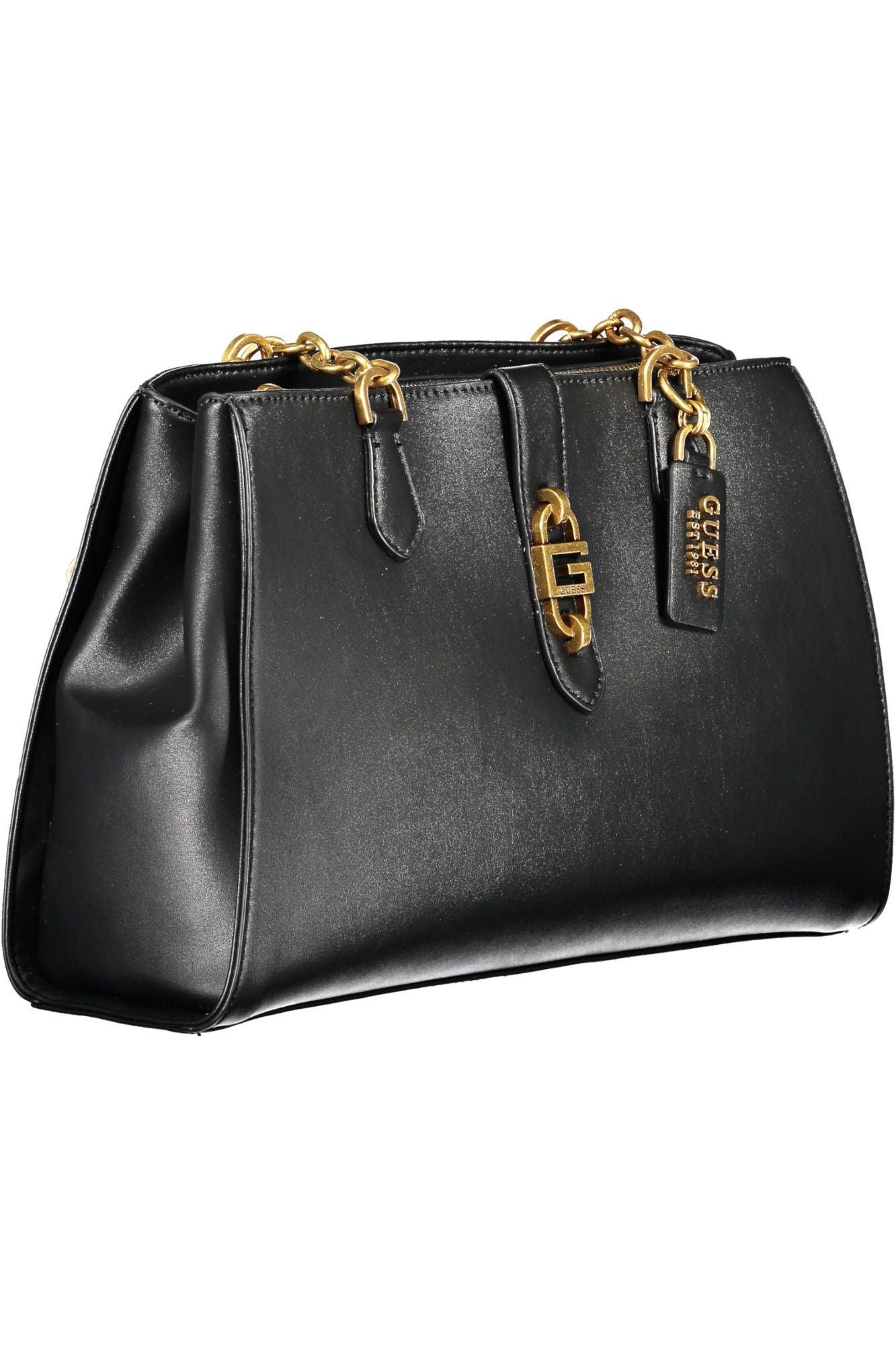 Guess Jeans Chic Black Polyurethane Satchel with Contrasting Details - PER.FASHION