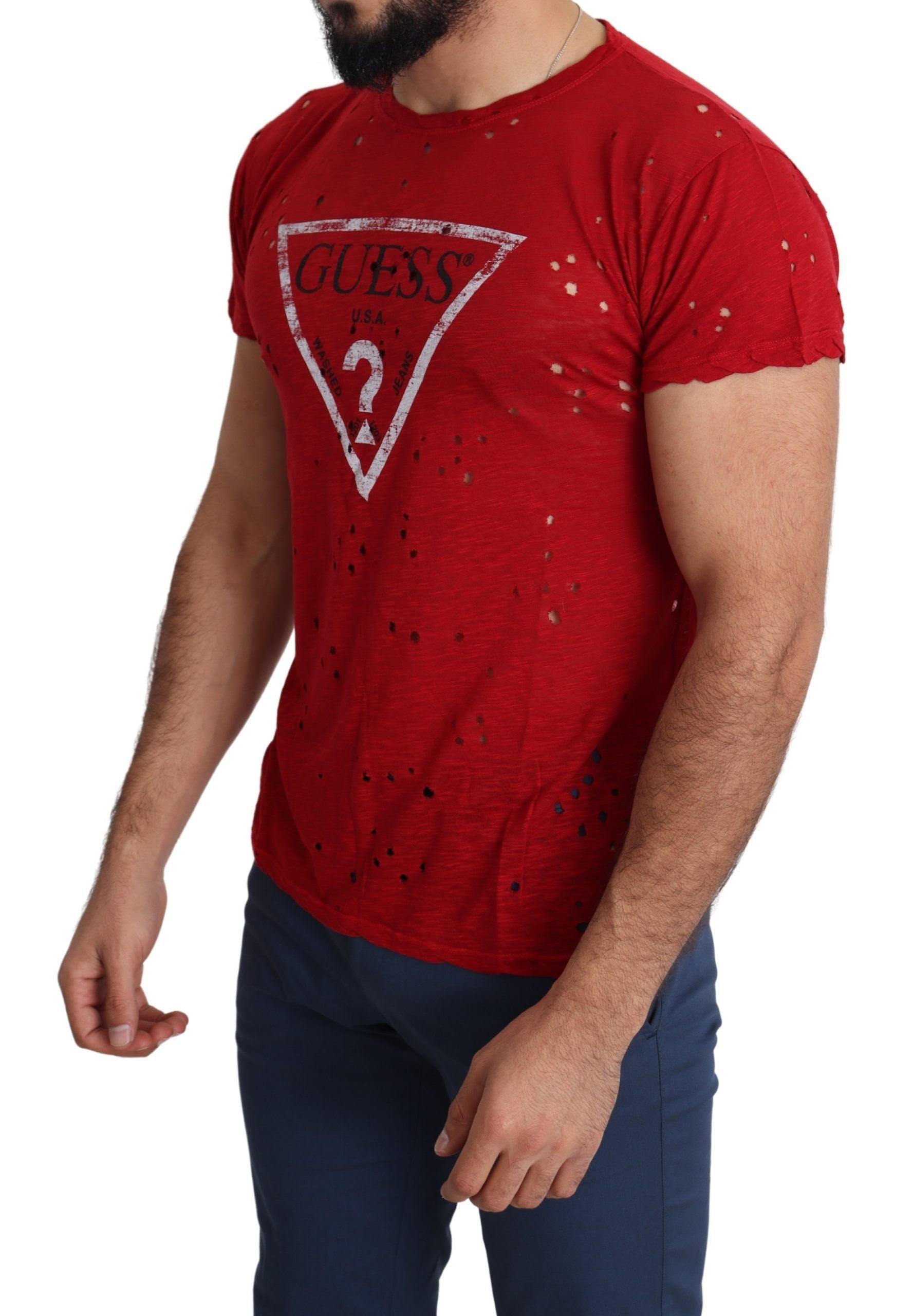 Guess Radiant Red Cotton Stretch T-Shirt - PER.FASHION