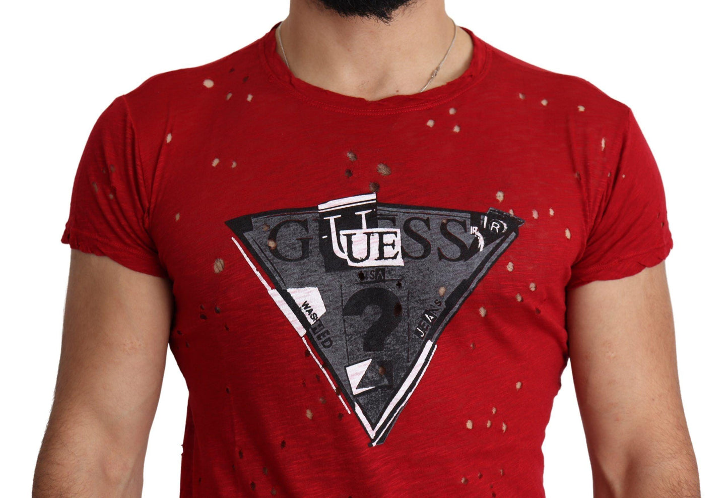 Guess Radiant Red Cotton Tee Perfect For Everyday Style - PER.FASHION