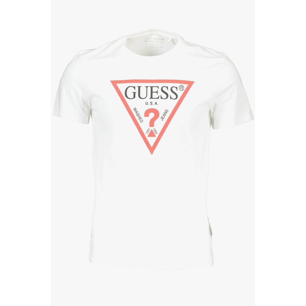 Guess Jeans Sleek Slim Fit White Tee with Logo Print