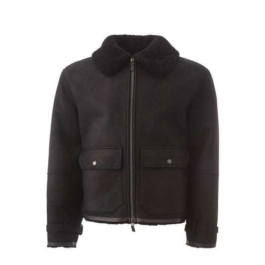 Lardini Elegant Black Montone Leather Jacket