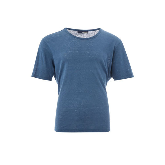 Lardini Элегантная хлопковая синяя мужская футболка