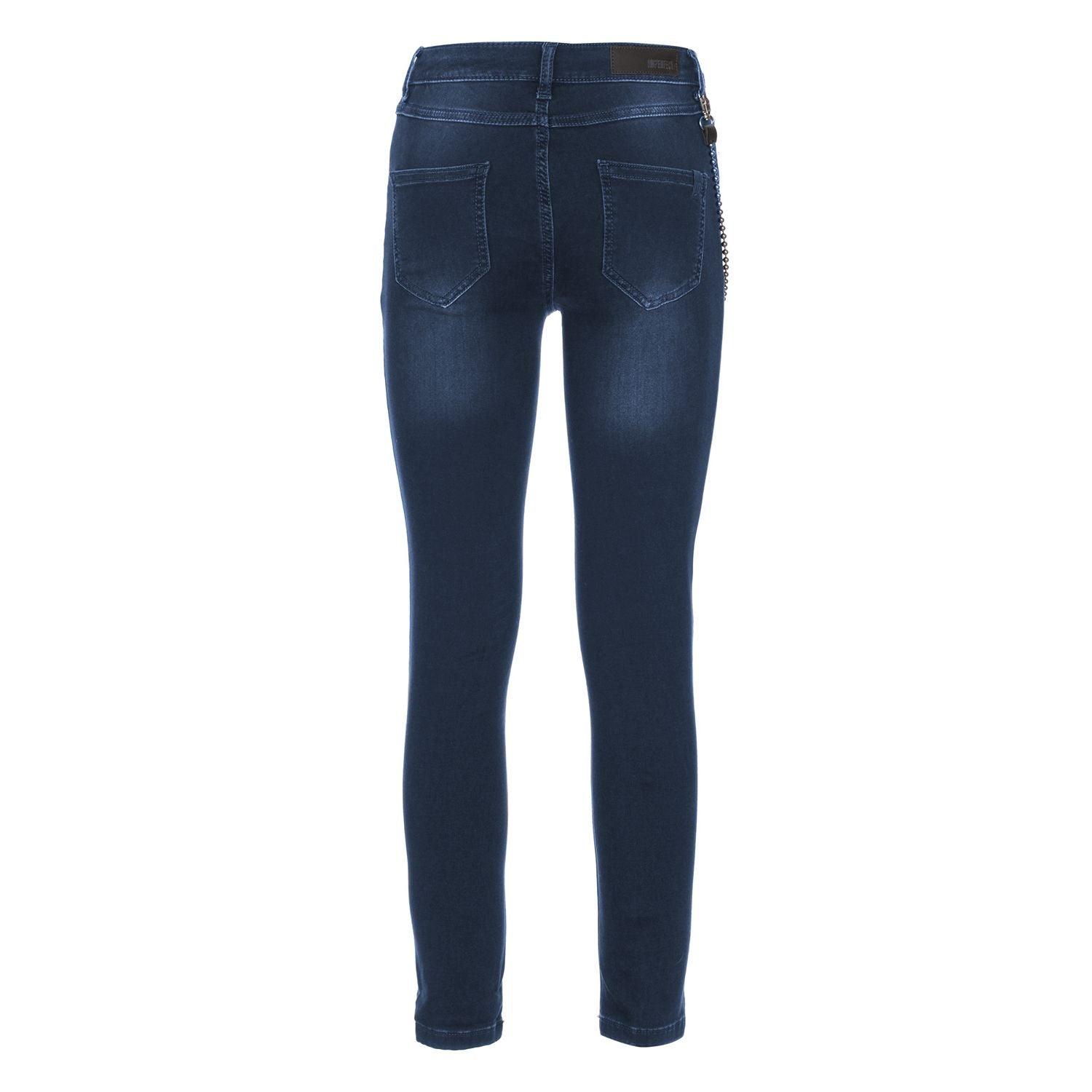 Imperfect Chic Lightly Washed Blue Slim-Fit Jeans with Chain Detail - PER.FASHION