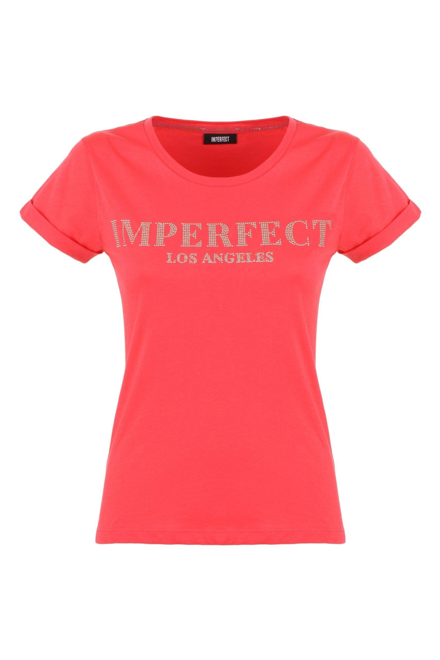 Imperfect Chic Pink Cotton Logo Tee for Women - PER.FASHION