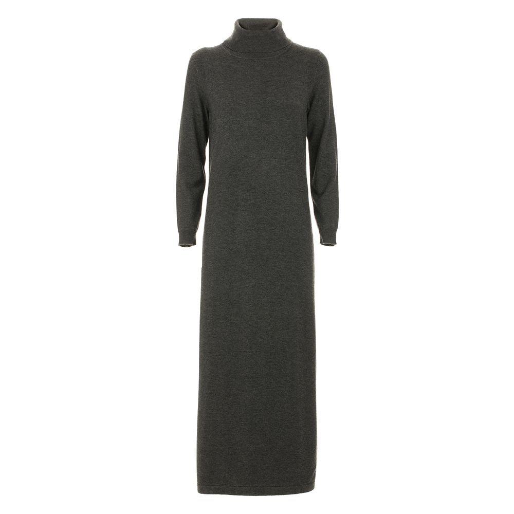 Imperfect Elegant Gray High Collar Dress Trio-Blend - PER.FASHION