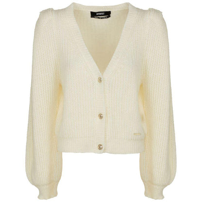 Imperfect Elegant V-Neck Cardigan with Golden Accents - PER.FASHION