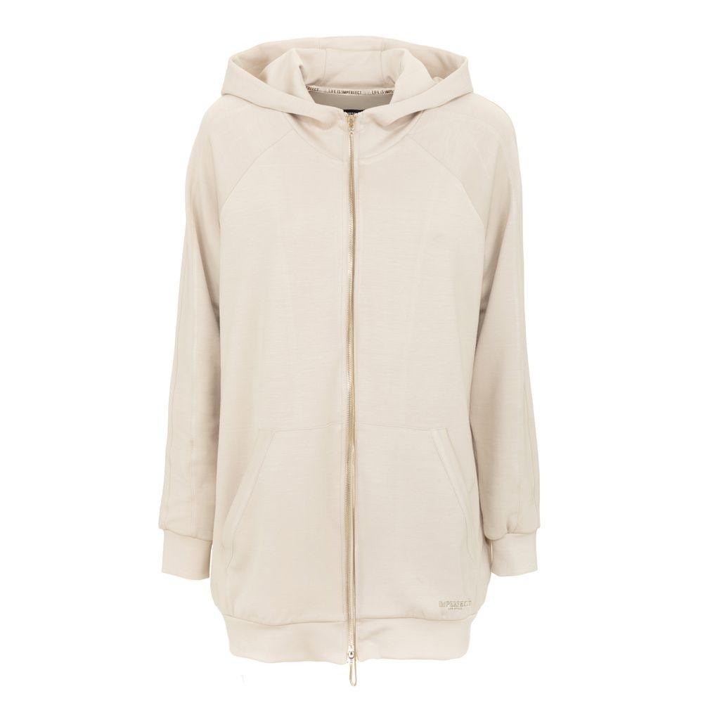 Imperfect Floral Back Print Beige Hoodie for Women - PER.FASHION