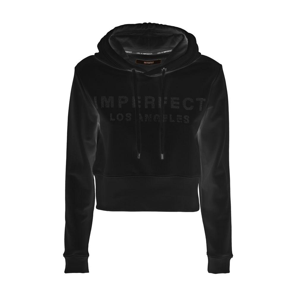 Imperfect Glitzy Logo Embellished Black Hoodie - PER.FASHION