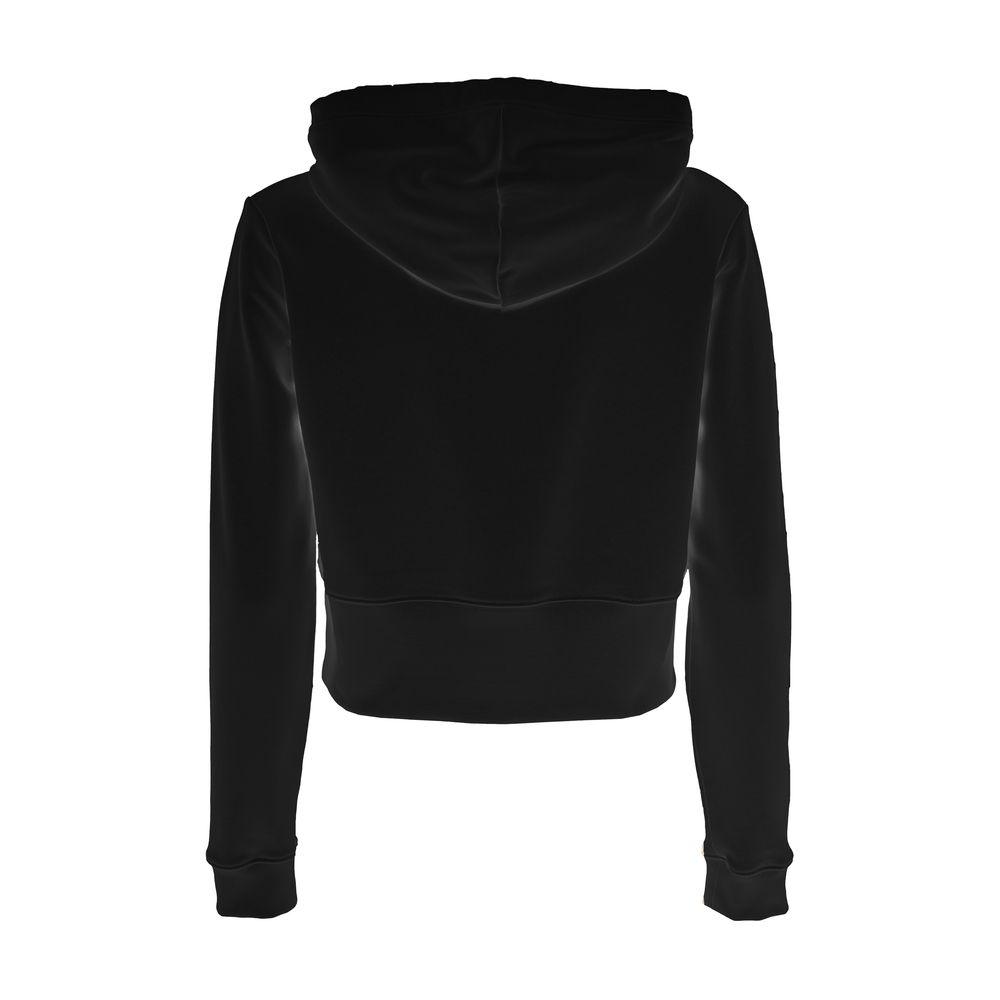 Imperfect Glitzy Logo Embellished Black Hoodie - PER.FASHION