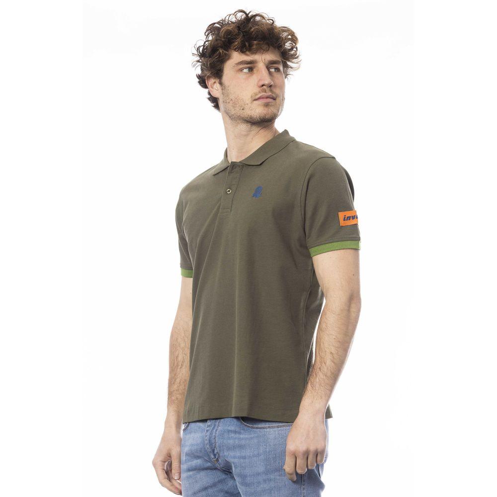 Invicta Elegant Green Cotton Polo with Emblem Detail - PER.FASHION