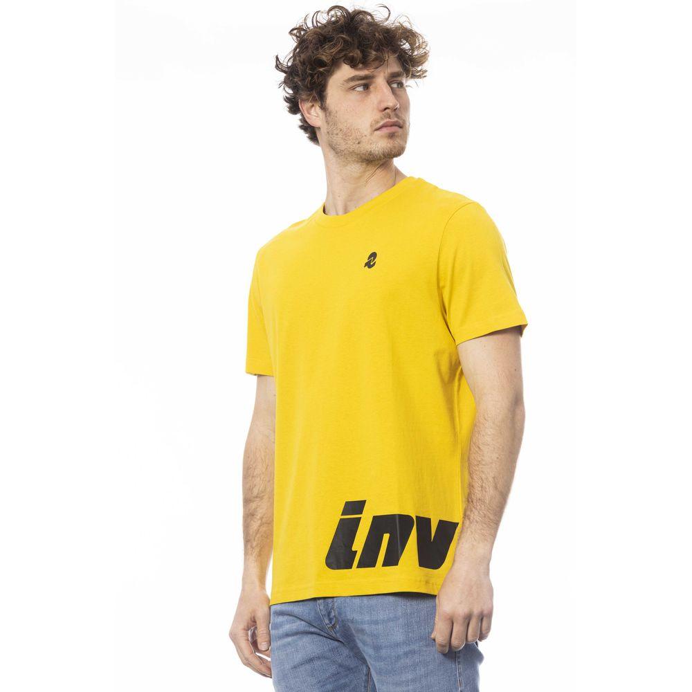 Invicta Sunshine Yellow Crew Neck Tee with Logo Print - PER.FASHION