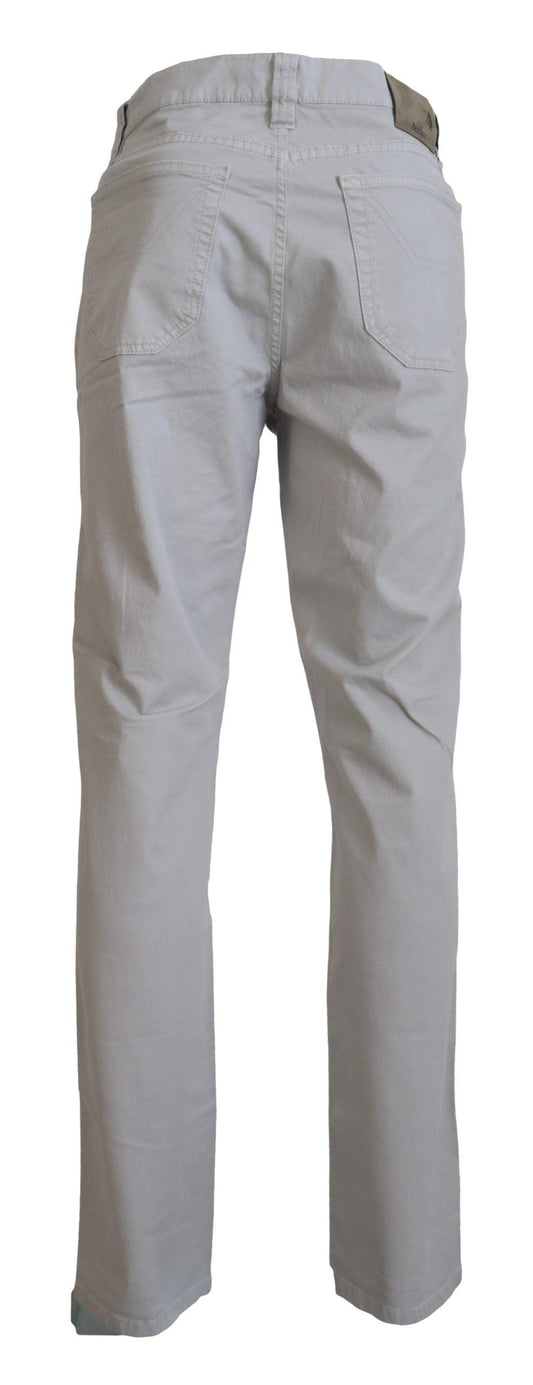 Jeckerson Elegant Gray Cotton Blend Pants - PER.FASHION