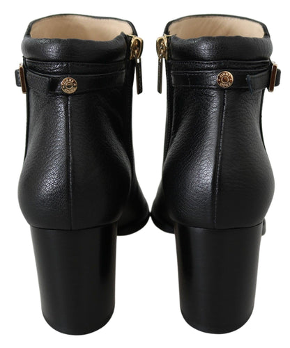 Jimmy Choo Elegant Black Leather Heeled Boots - PER.FASHION