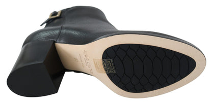 Jimmy Choo Elegant Black Leather Heeled Boots - PER.FASHION