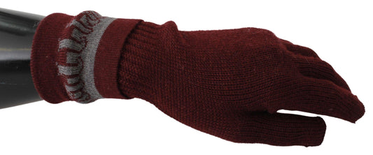 John Galliano Maroon Wool-Blend Designer Gloves - PER.FASHION