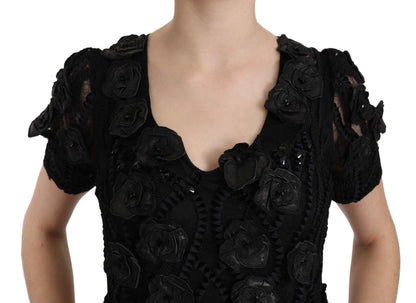 John Richmond Elegant Black Sheath Silk Dress - PER.FASHION
