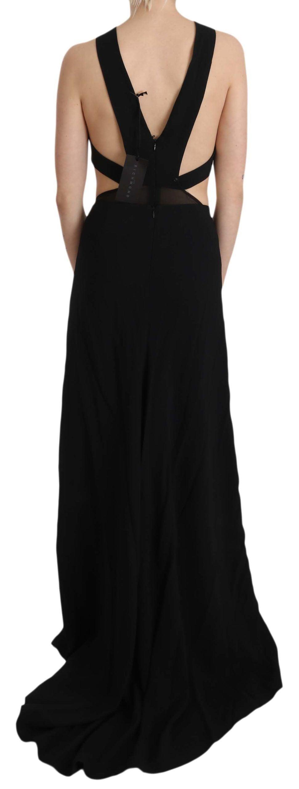 John Richmond Elegant Flare Maxi Evening Dress with Crystal Accents - PER.FASHION