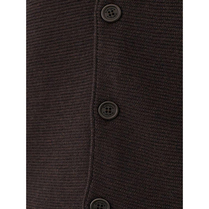 KANGRA Elegant Brown Wool Cardigan for Men - PER.FASHION