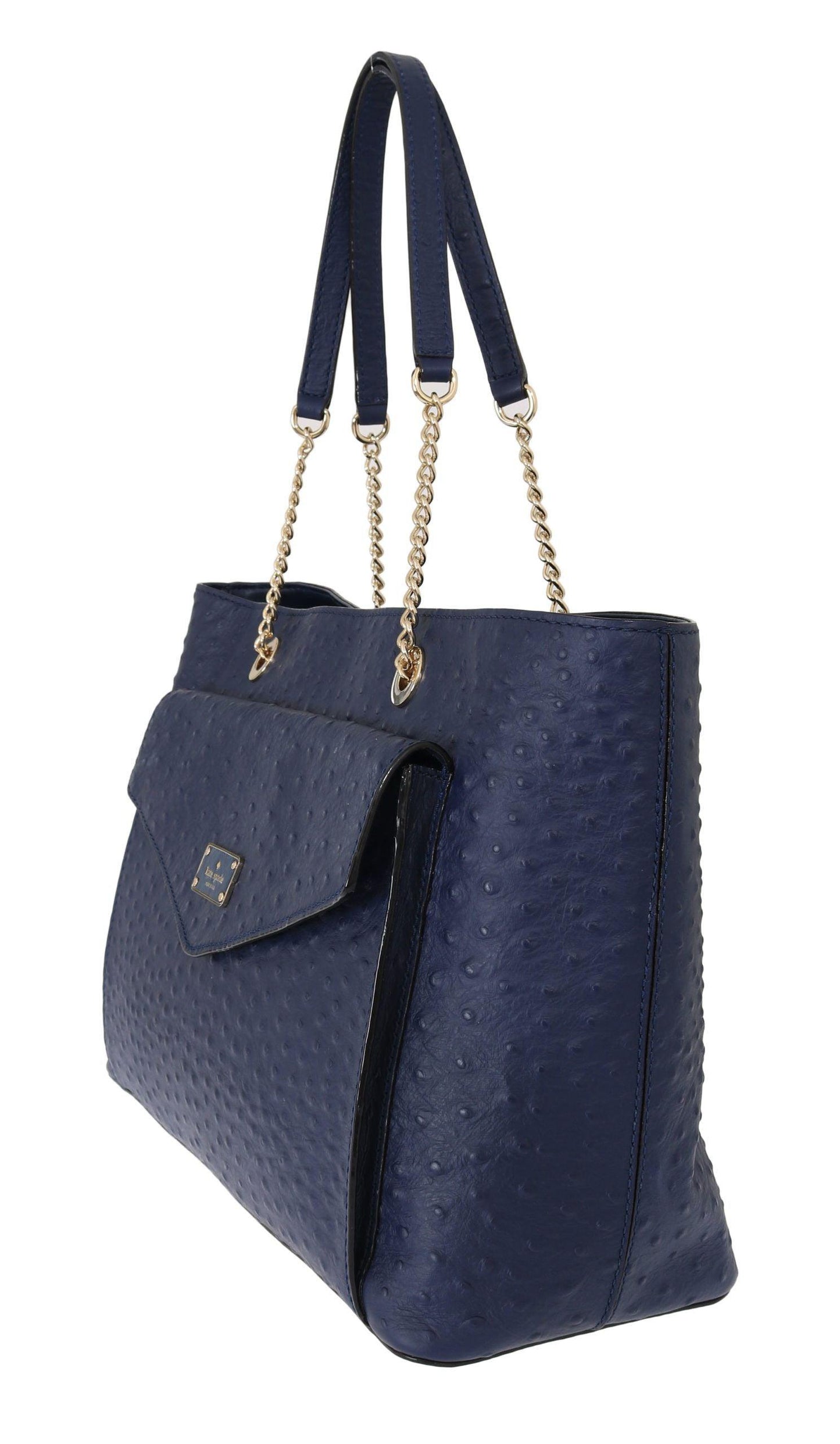 Kate Spade Elegant Ostrich Leather Handbag in Blue - PER.FASHION