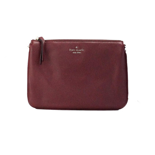 Kate Spade Jackson Cherrywood Leather Triple Gusset Crossbody Handbag Purse - PER.FASHION
