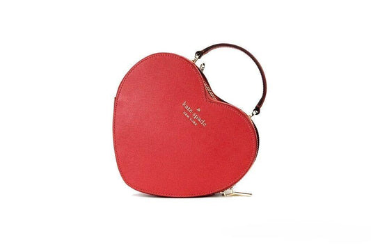 Kate Spade Love Shack Candied Cherry Saffiano Top Handle Heart Crossbody Handbag Red - PER.FASHION