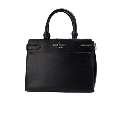 Kate Spade Staci Medium Black Saffiano Leather Crossbody Satchel Bag Handbag - PER.FASHION