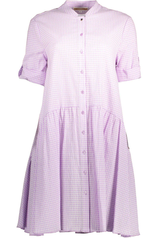 Kocca Chic Pink Cotton Dress with Versatile Sleeves - PER.FASHION