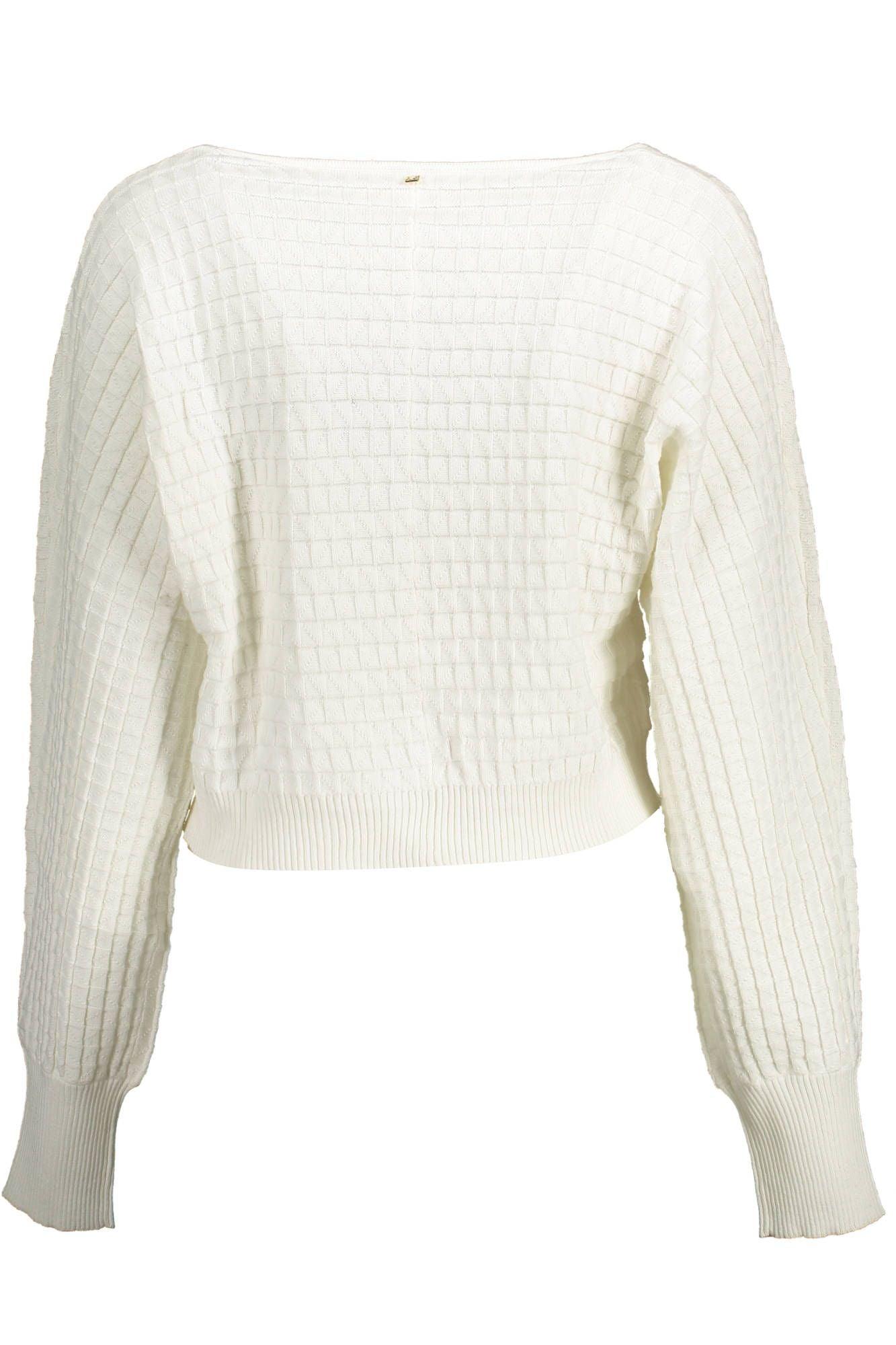 Kocca Chic White Long-Sleeved V-Neck Shirt - PER.FASHION