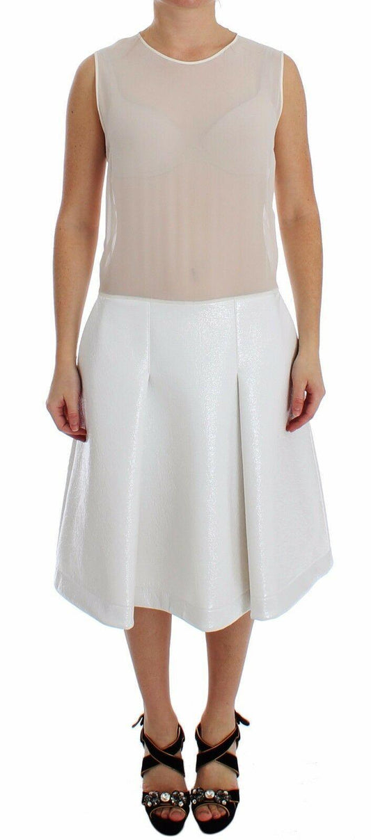 Koonhor Elegant White Silk-Wool Blend Tank Dress - PER.FASHION