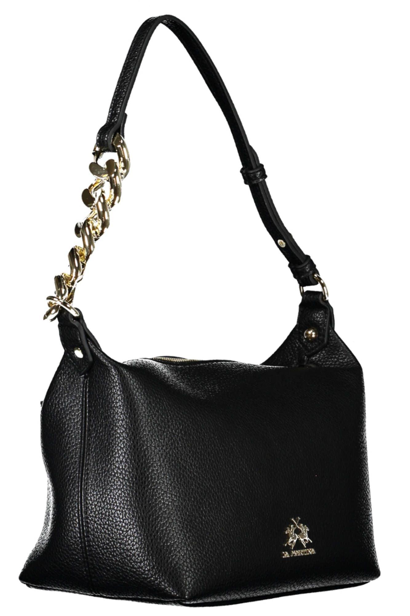 La Martina Chic Black Shoulder Bag with Contrasting Details - PER.FASHION