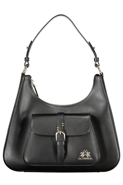 La Martina Elegant Black Leather Shoulder Bag - PER.FASHION