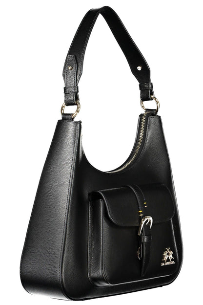La Martina Elegant Black Leather Shoulder Bag - PER.FASHION