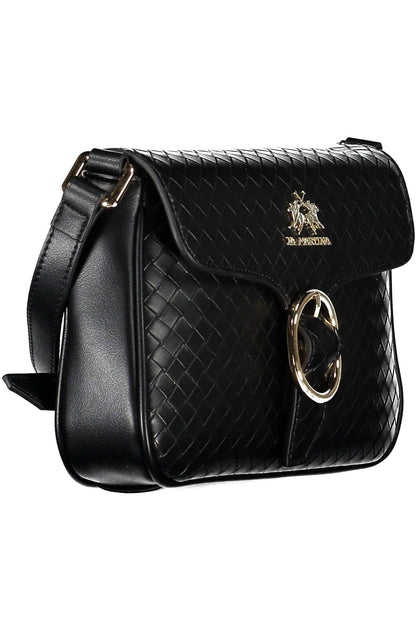 La Martina Elegant Black Shoulder Bag with Contrasting Details - PER.FASHION