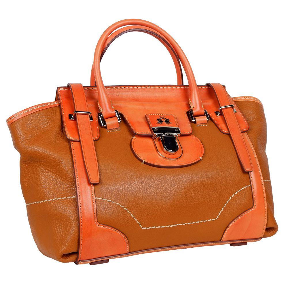 La Martina Orange Leather Handbag - PER.FASHION