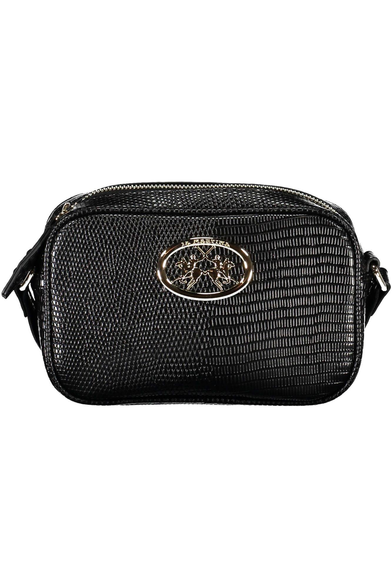 La Martina Sleek Black Shoulder Bag with Contrasting Details - PER.FASHION