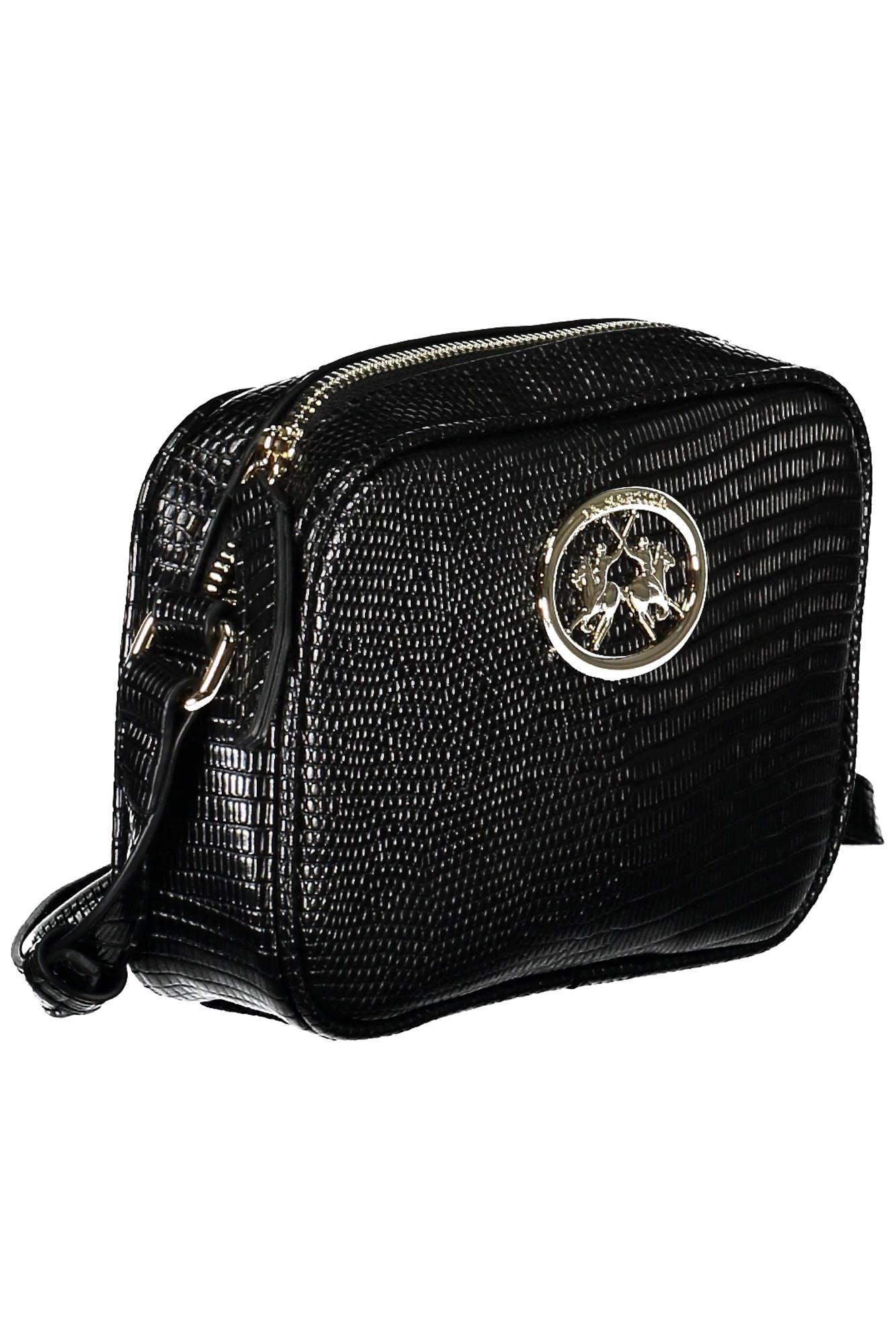 La Martina Sleek Black Shoulder Bag with Contrasting Details - PER.FASHION