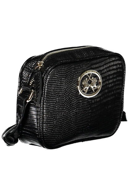 La Martina Sleek Black Shoulder Bag with Contrasting Details - PER.FASHION