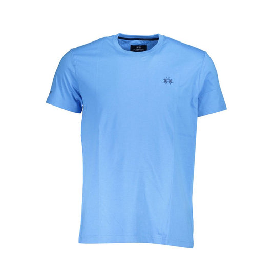 La Martina Элегантная голубая футболка с вышивкой