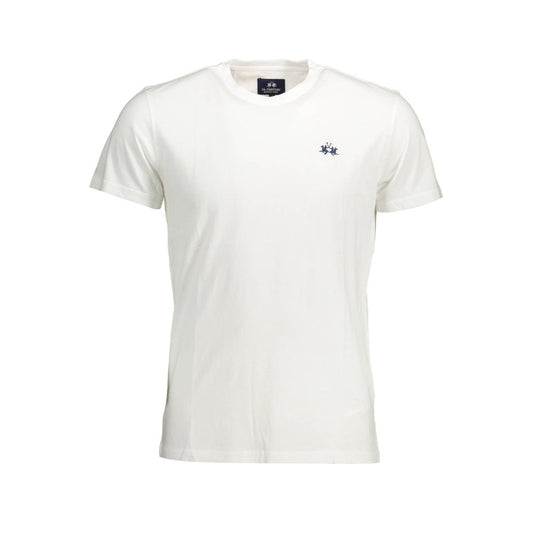 La Martina Элегантная белая мужская футболка с вышивкой
