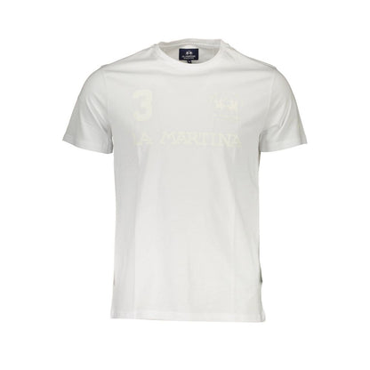 La Martina Элегантная белая футболка с круглым вырезом и логотипом