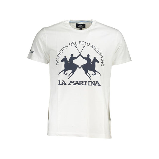 La Martina Элегантная белая футболка со знаменитым принтом