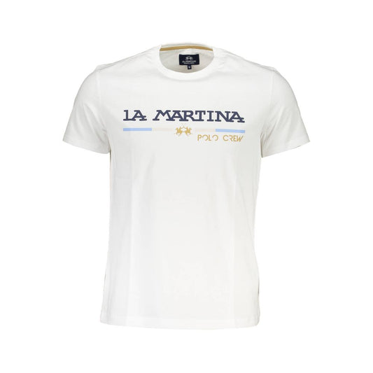 La Martina T-shirt bianca elegante girocollo con stampa