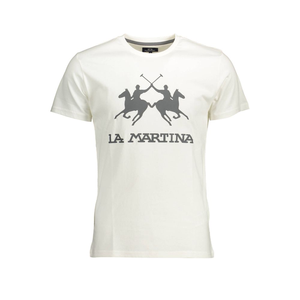T-shirt girocollo in fresco cotone bianco La Martina