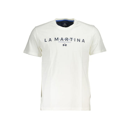 T-shirt girocollo bianca chic La Martina con stampa logo