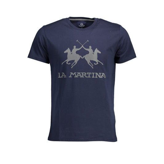 T-shirt girocollo blu chic La Martina con stampa emblema